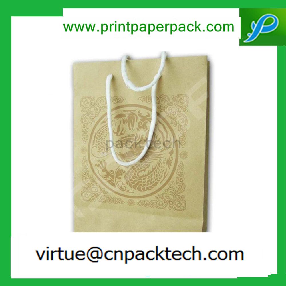 Luxury Branded Cardboard Paper Gift Bag with Grain and Rope Handle