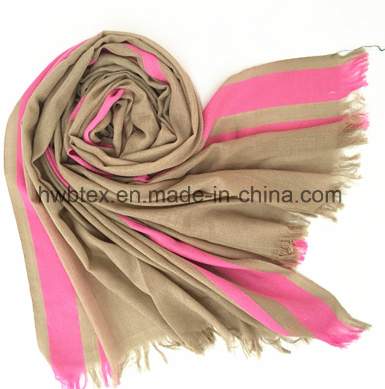 Fluorescent Vertical Stripe Cotton Imitation Polyester Lady Scarf (HWBPS199)