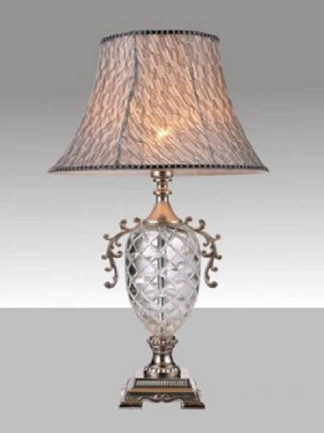 Phine 90168 Clear Crystal Table Lamp with Fabric Shade