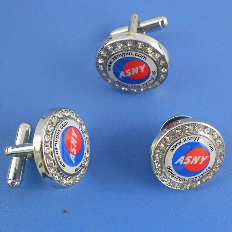 Silver Rhinestone Cufflinks, Custom Crystal Cufflinks