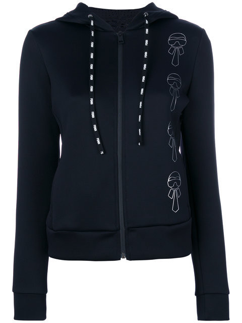 Women's Zip Hoodies with Patterned in Black