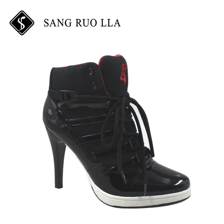 2017 New Design Good Quality Canvas Lady High Heel Sport Shoes