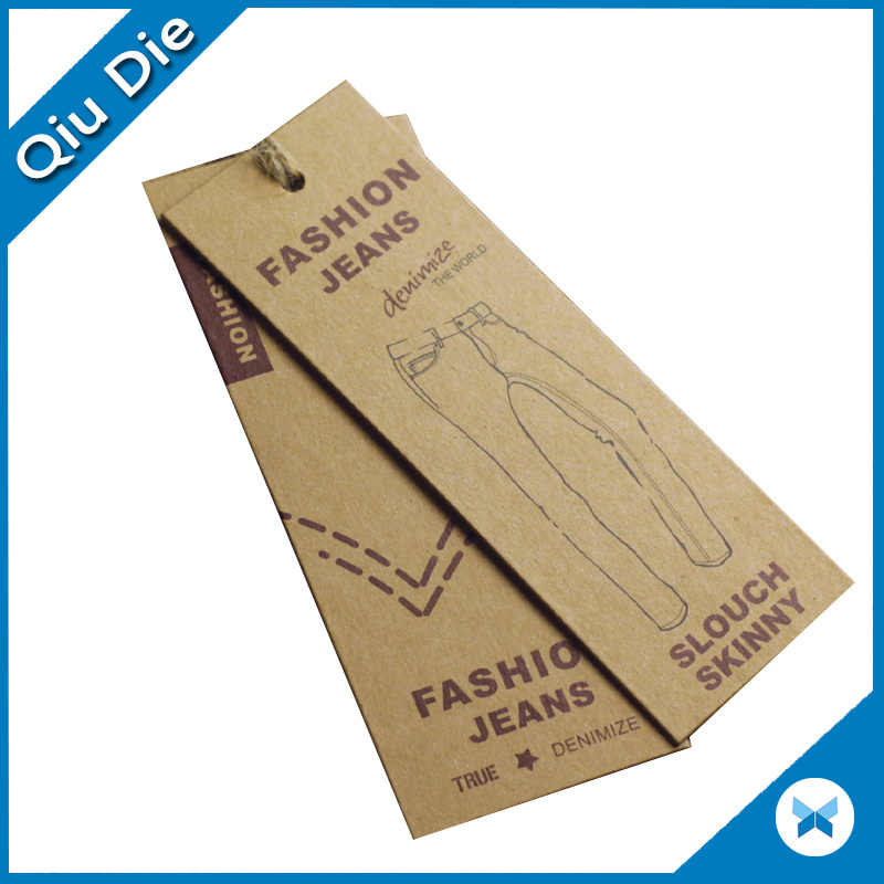 Custom Design Recycled Kraft Paper Jeans Garment Hang Tag