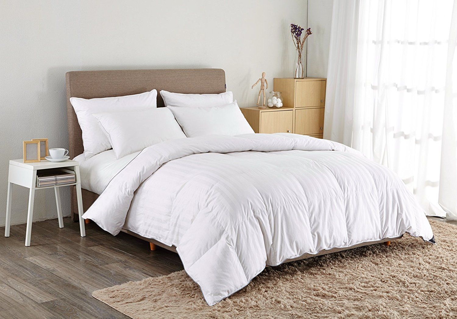 Supply Puredown Comforter Cotton Shell Stripe White Stuffing 75% White Duck Down King/Cal King
