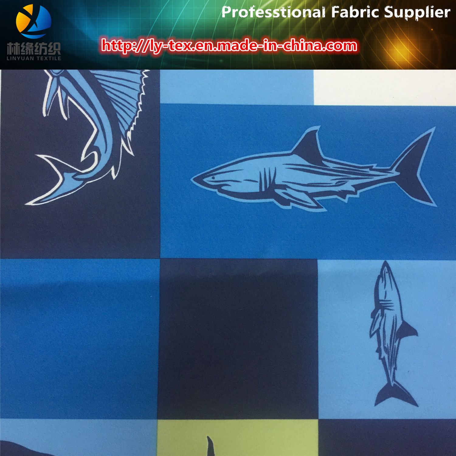Ocean Fish Printed on The Polyester Peach Skin for Beach Shorts (YH2147)