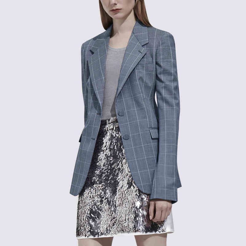 Bospoke Elegant Ladies Grey Check Suit