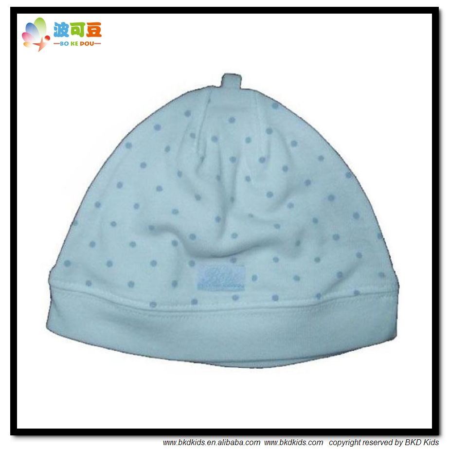 Blue Color Baby Wear 100% Cotton Infant Beanie