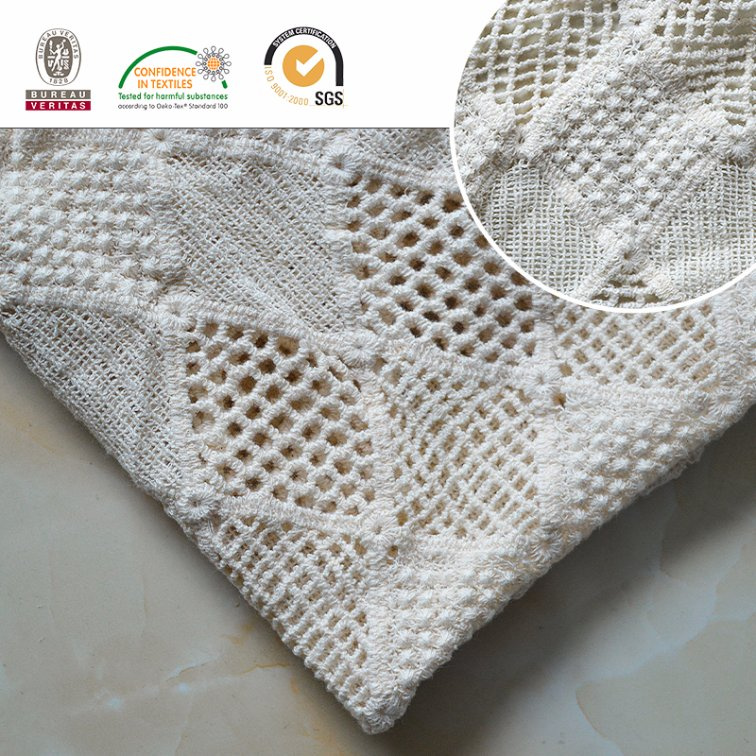 Square Cotton Chemical Lace Fabric Garments Accessories with High Quality E10037