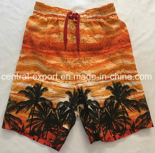Oeko-Tex Full Waist Polyester Patterned Men Board Short Swimwear