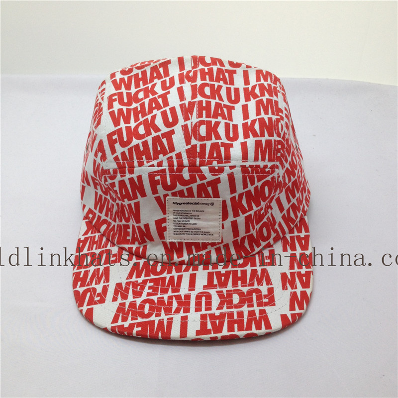 Custom All Over screen Printed Letters 5 Panel School Hat