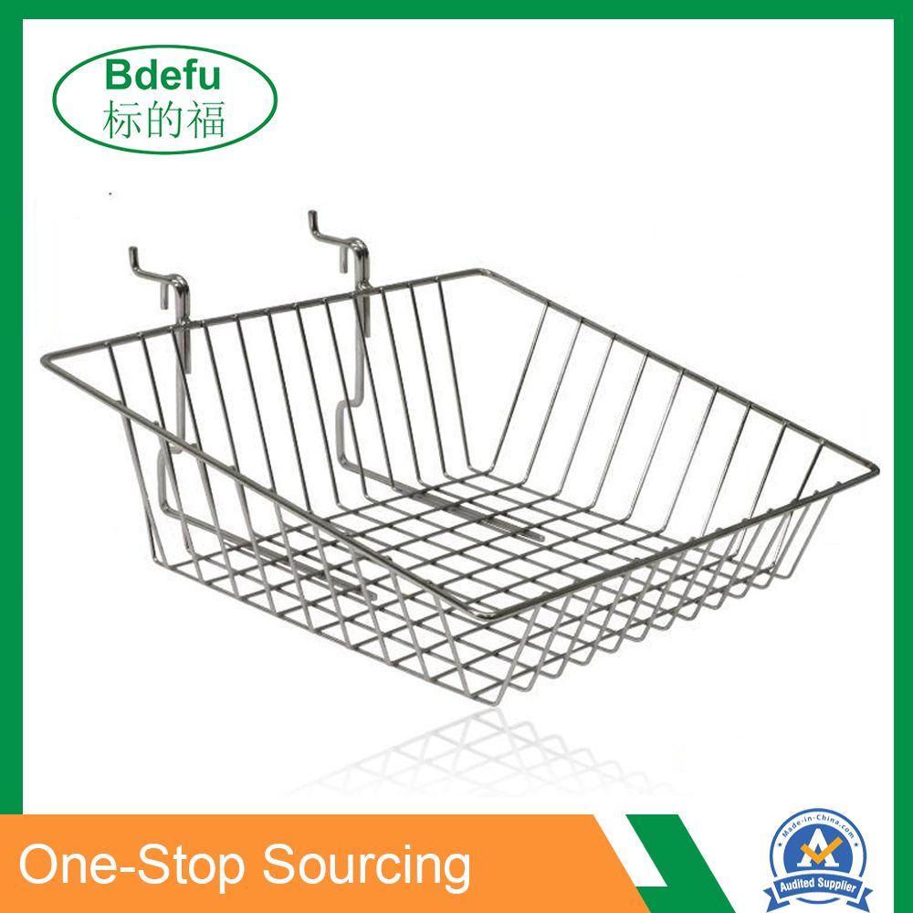 Steel Mesh Pegboard Wire Display Basket in Chrome 300X300X200mm