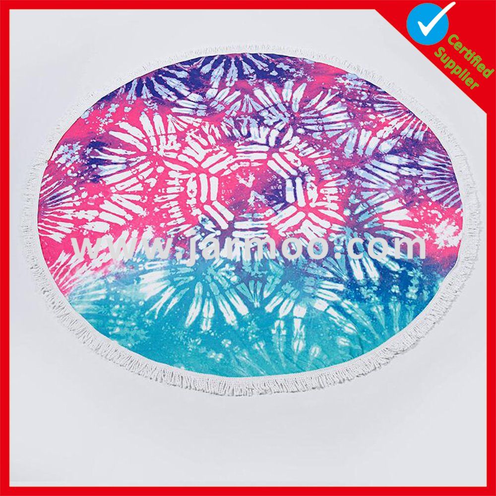 Customized Double Side Printing Microfiber Round Beach Towel