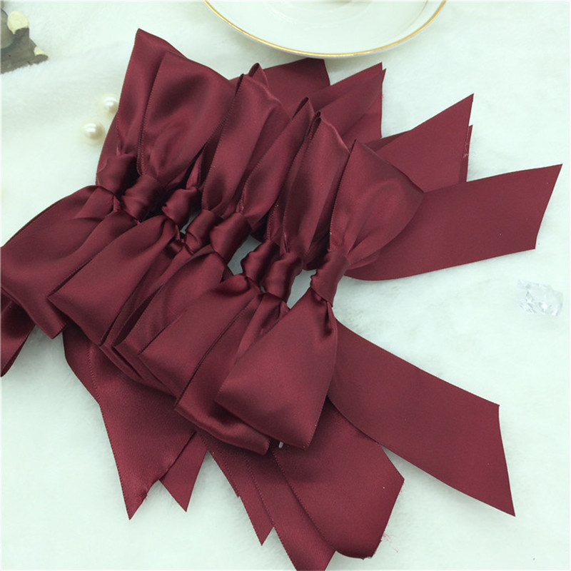 Pre-Tied Satin Ribbon Bow with Elastic Loop for decoration