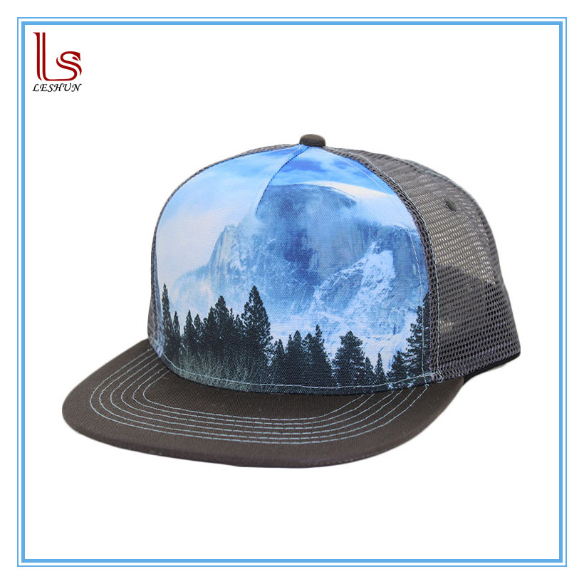 Custom Picture Printing Flat Panel Snapback Adjustable Trucker Hat