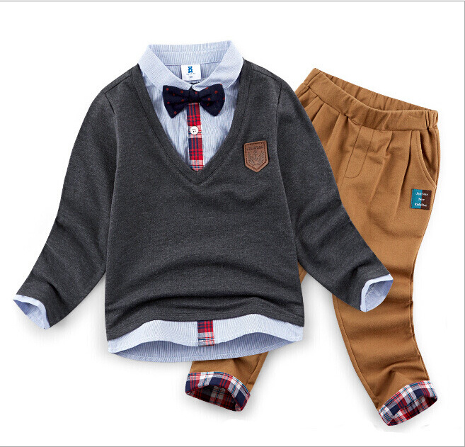 2015 New Arrival Two-Piece Autumn Winter Fashion Cotton Cool Kids Suit Children Apparel