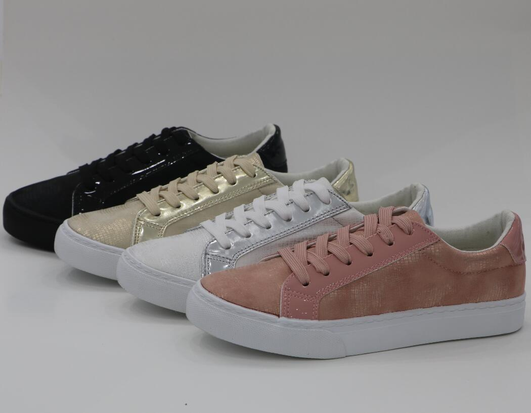 2017 Spring Summer Light Color Embossed PU Skateboarding Women Shoes