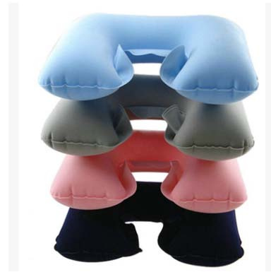 U-Shape Inflatable PVC Flocking Traveling Pillow