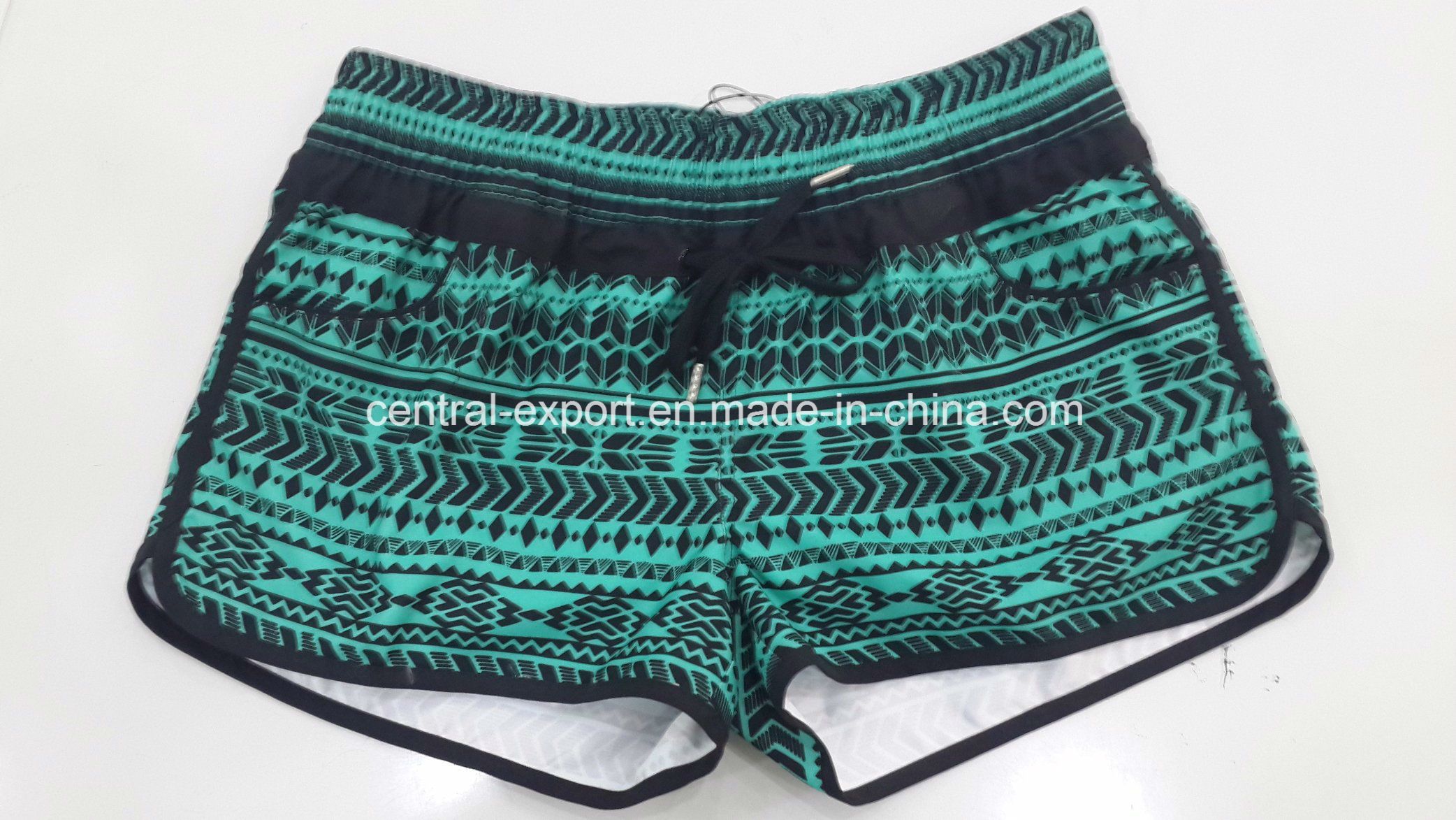 Oeko-Tex Flat Waist Polyester Patterned Lady Board Short Swimwear