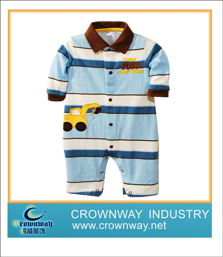 Polo Romper with Stripe (CW-BABYR-36)