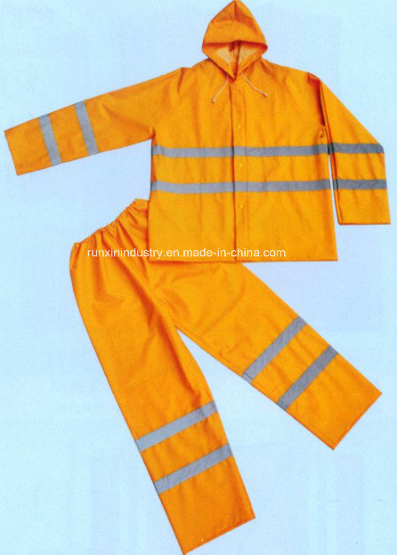 2PCS PVC Rainsuit with Reflective Tapes R9094