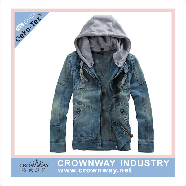 Casual Wear Men Cotton Denim Jacket with Custom Printing