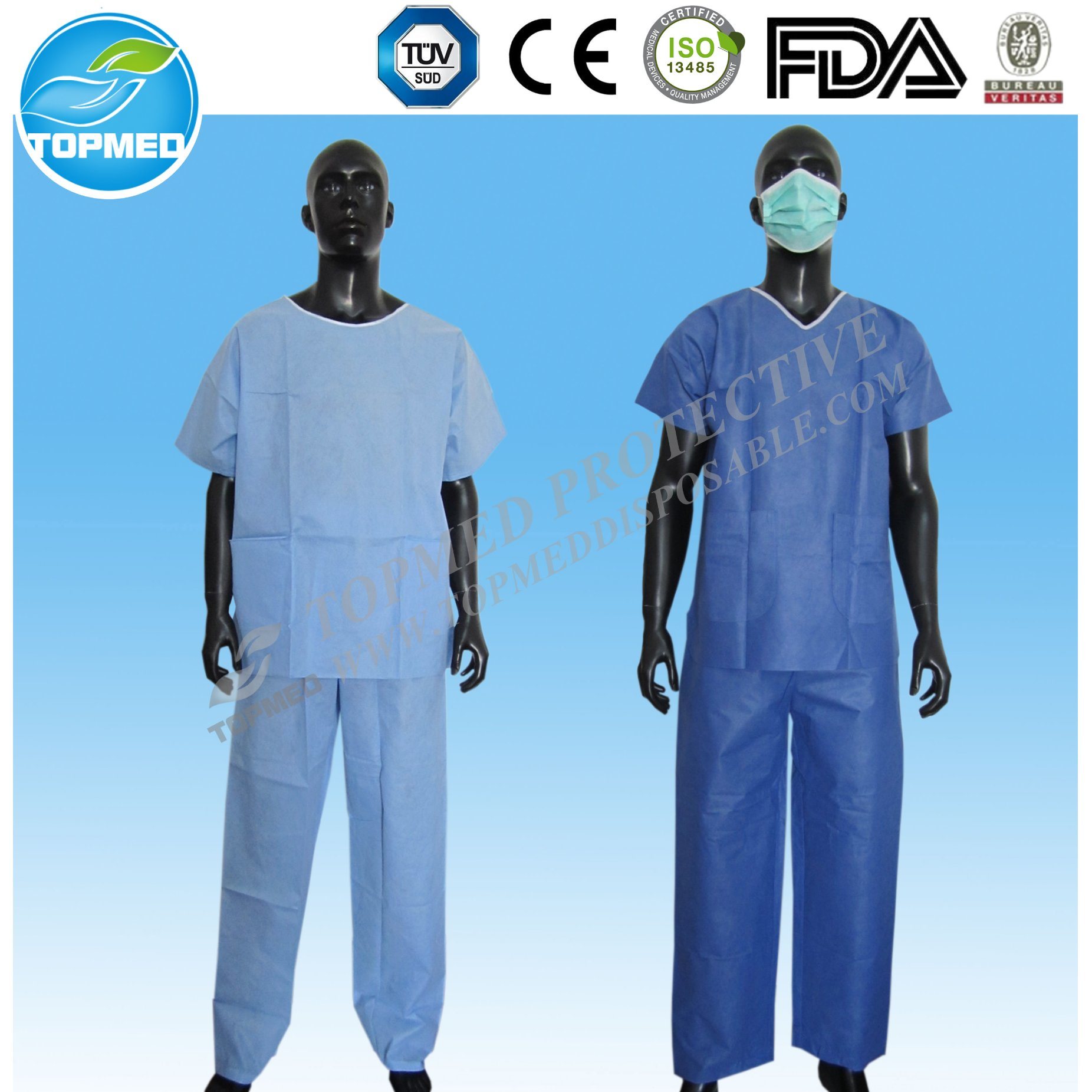 Disposable Non Woven Hospital Scrub Suit for Patient