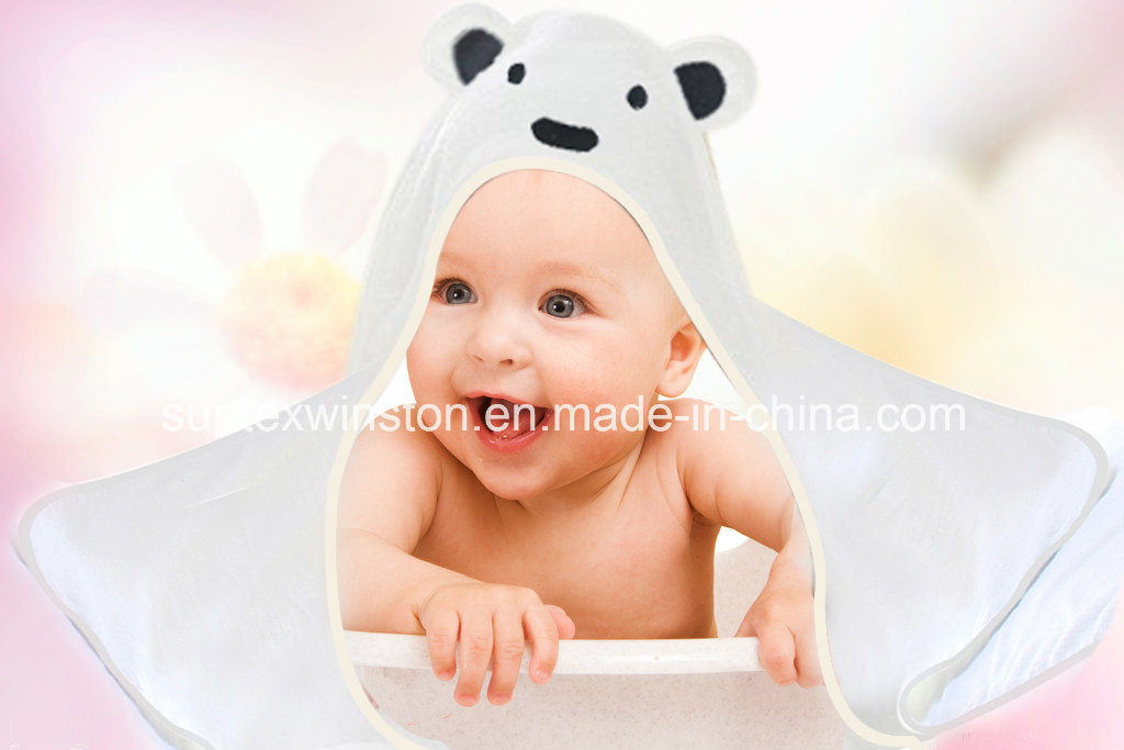 100% Cotton Baby Hooded Towel with Ears and Embroidery