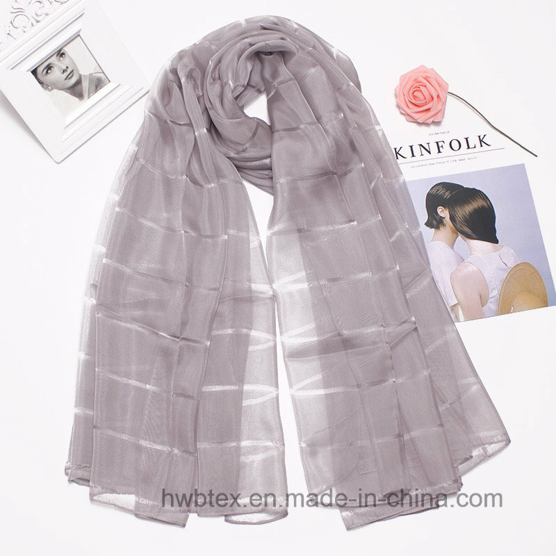 High Quality Plain Dyed Ice Silk Chiffon Scarf (HWBIS01)