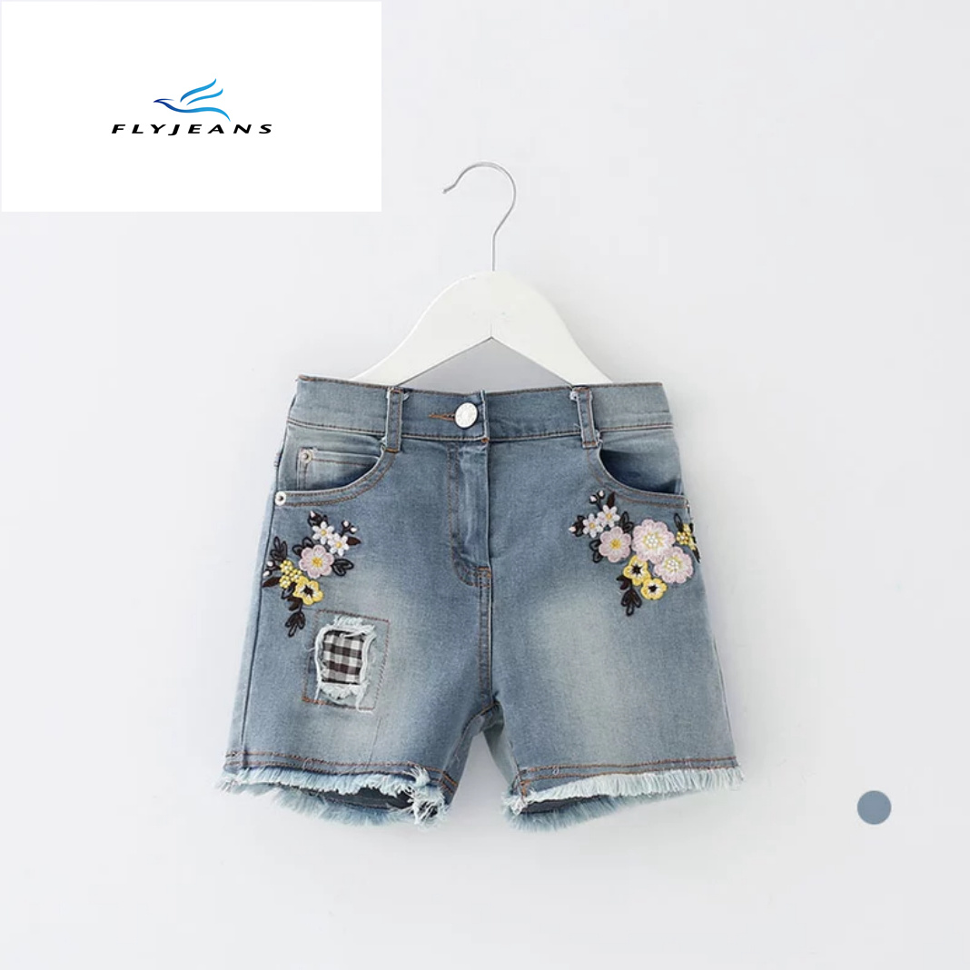 New Style Hot Sale Denim Shorts with Flower Embroidery for Girls by Fly Jeans