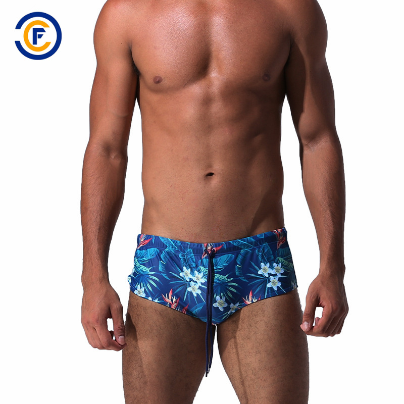 Oeko-Tex Full Waist Polyester Patterned Men Swimwear