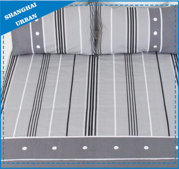 5 Piece Gray Stripe Polyester Comforter Set
