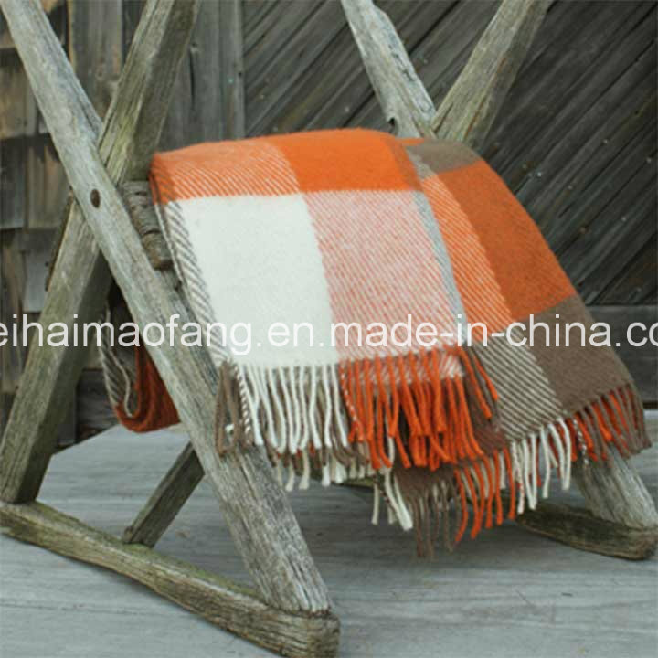 Woven Woolen Pure Virgin New Plaid Wool Throw