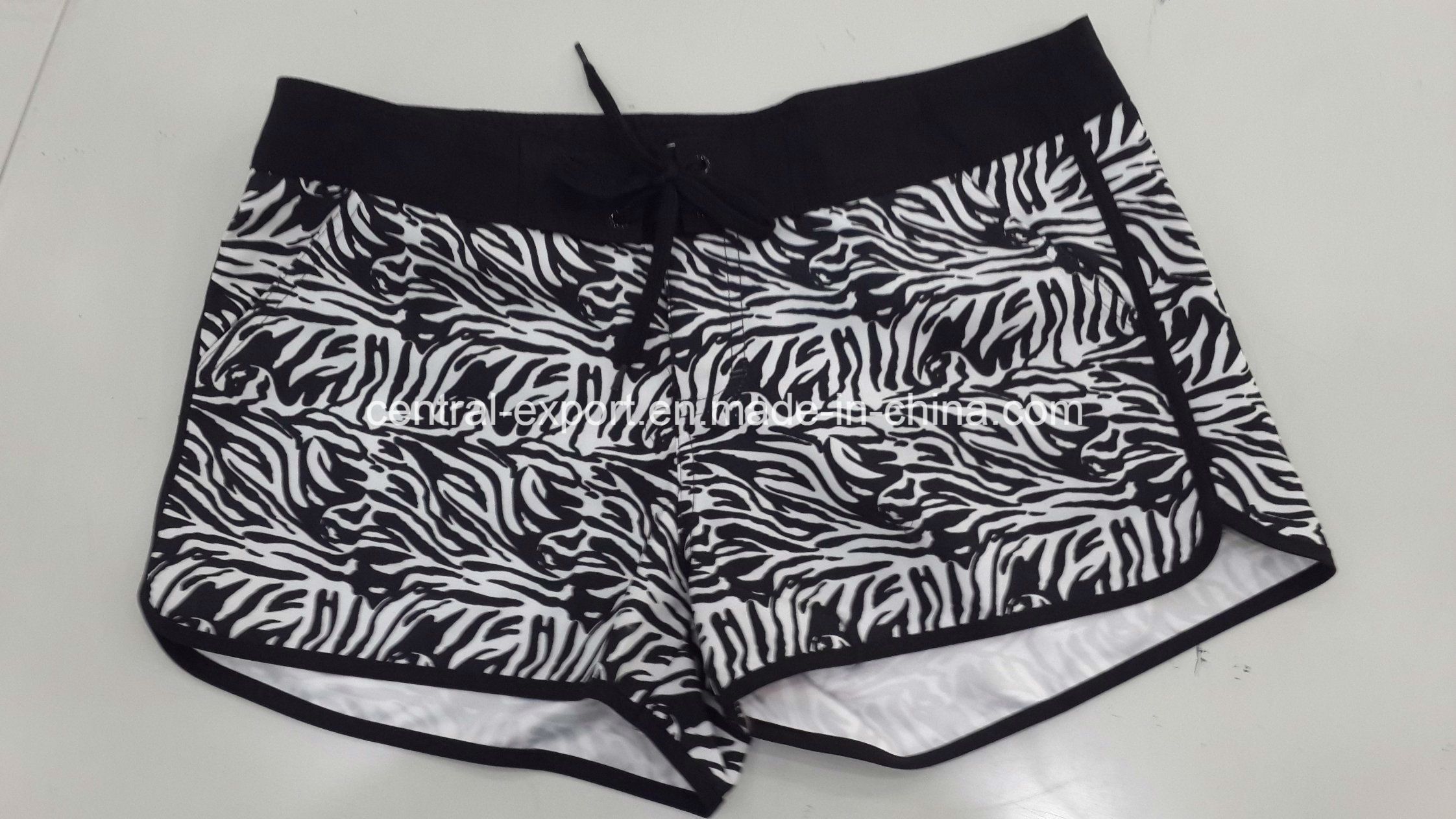 Oeko-Tex Flat Waist Polyester Patterned Lady Board Short Swimwear