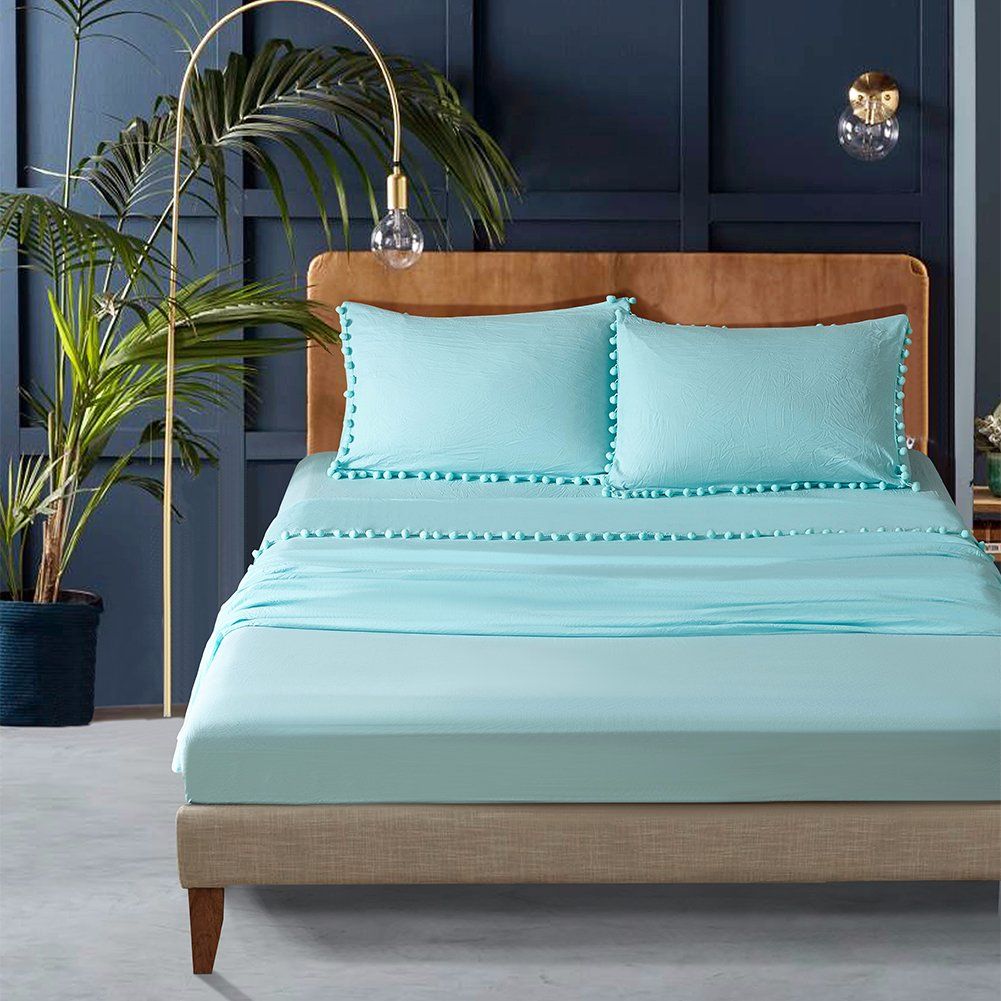 Stone Washed Microfiber Fabric 4 Pieces Sheet Set