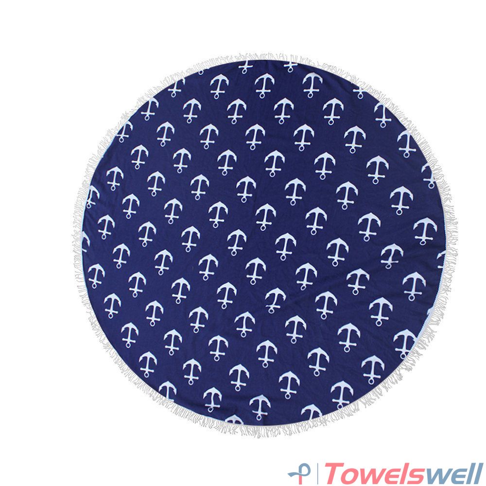 Printed Microfiber Circle Beach Towel with Tassels