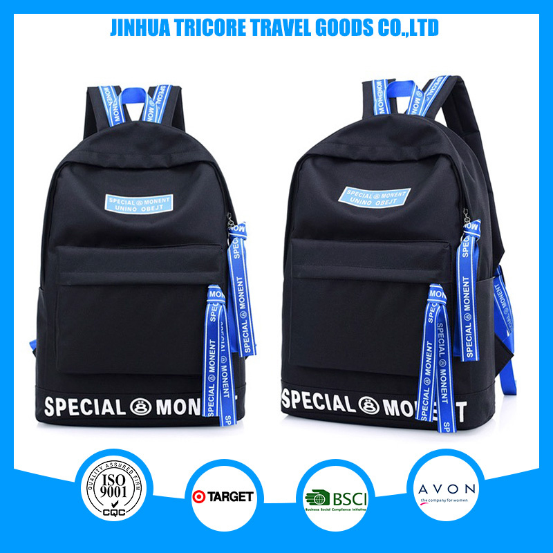 2016 Popular New Design Black Student Backpack Large Space