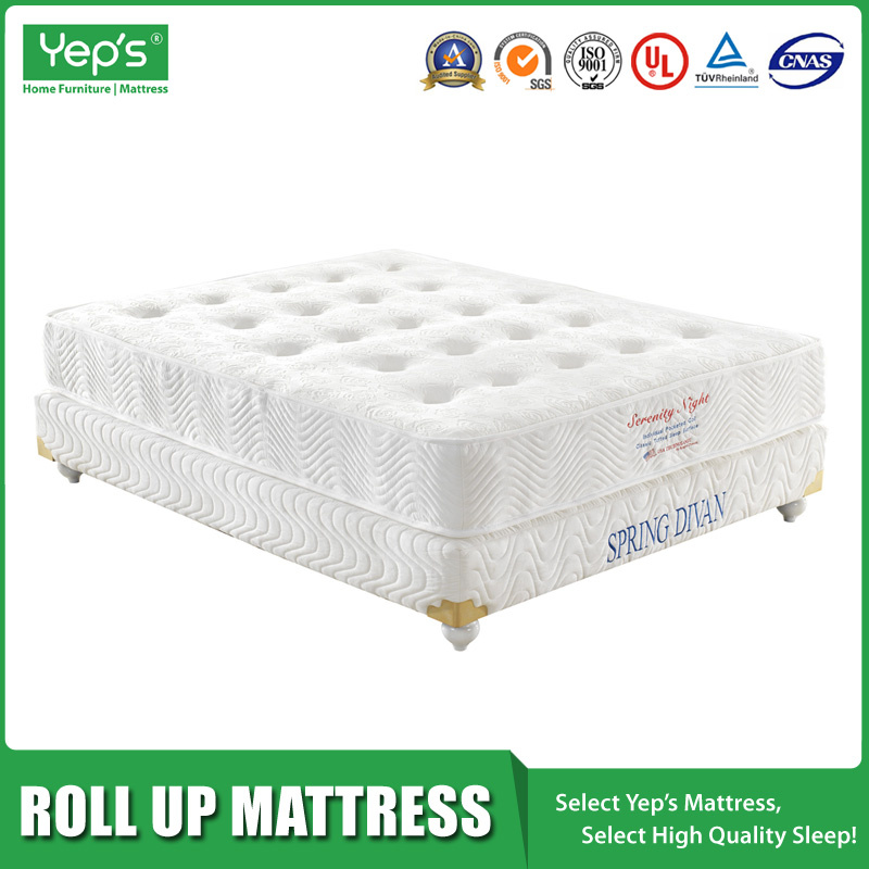 UK Standard Button Style Roll up Pocket Spring with Memory Foam Mattress