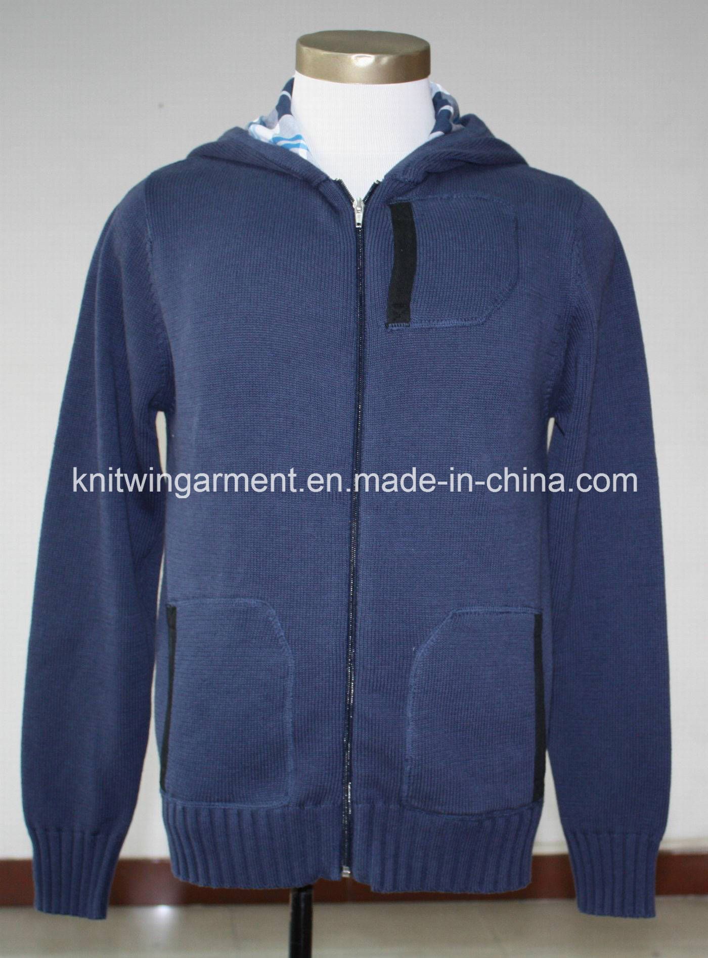 Fashion Heavy Knitting Men Clothes with Zipper (10-0581)