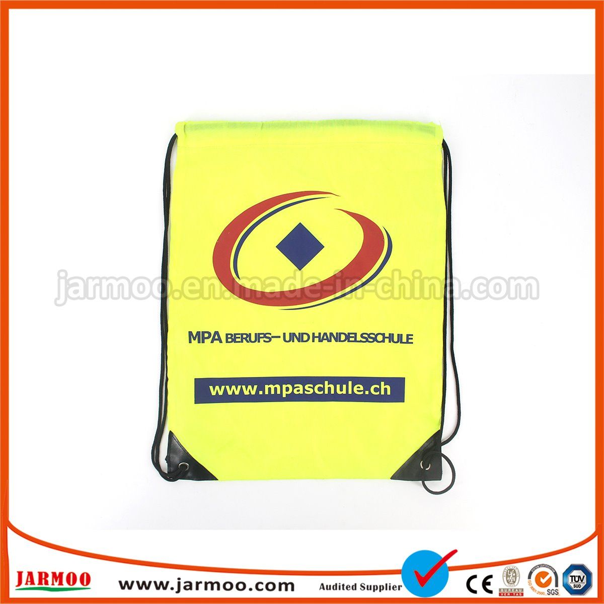 Printed Yellow Nylon Drawstring Bag