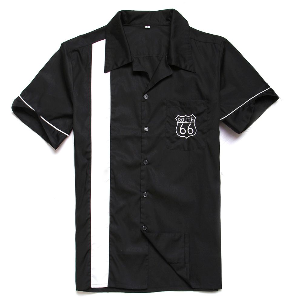 Small Minimum Custom Designs Embroidered Men's Bowling Shirts Short Sleeves