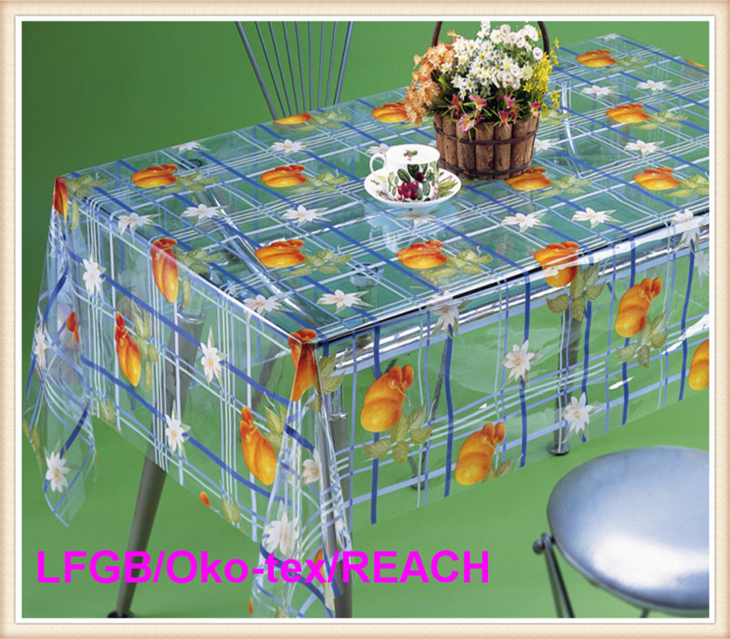 Cheap PVC Transparent Printed Table Cloth New Design