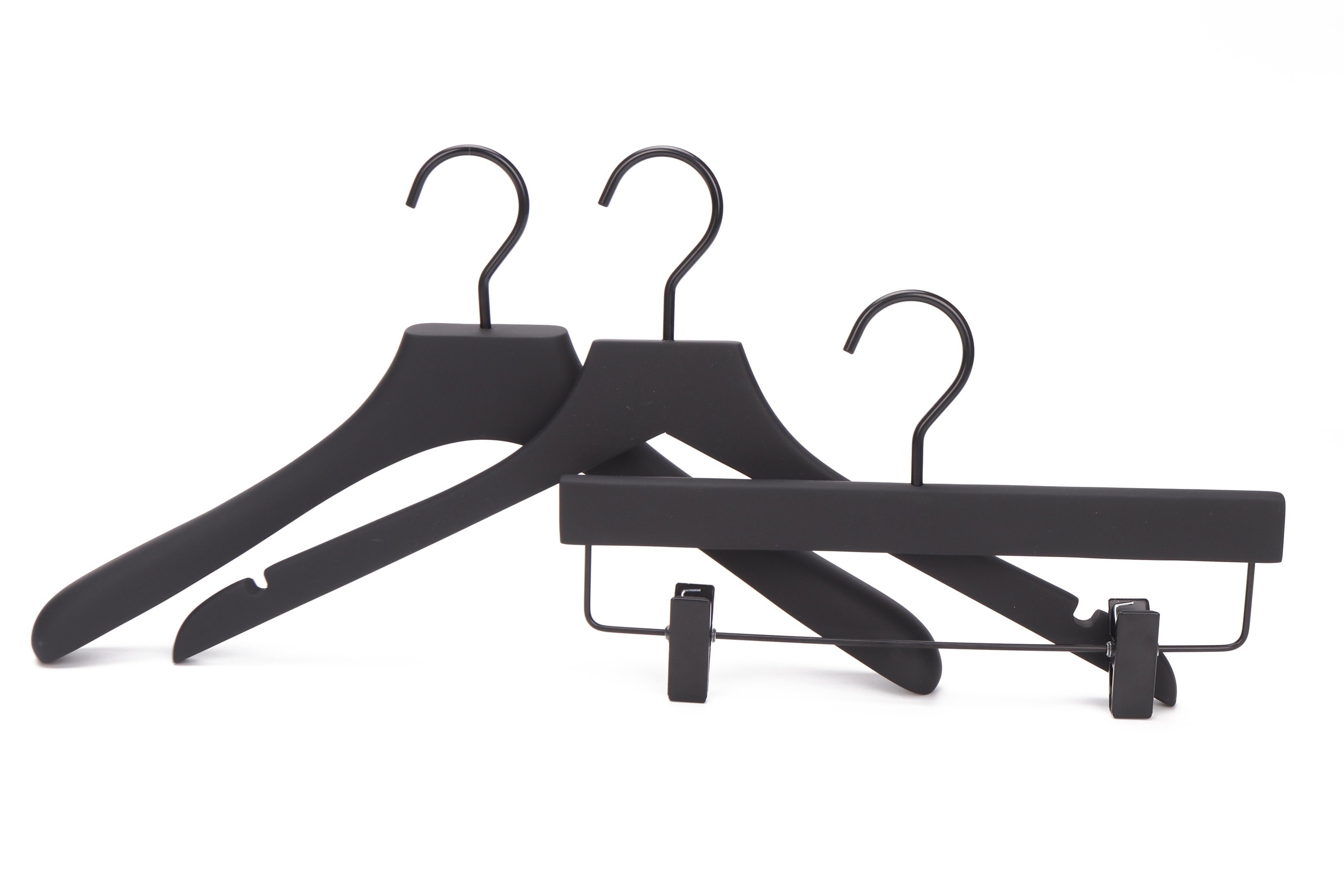 New Design Black Wooden Clothes Hanger for Coat/Suit/Pant