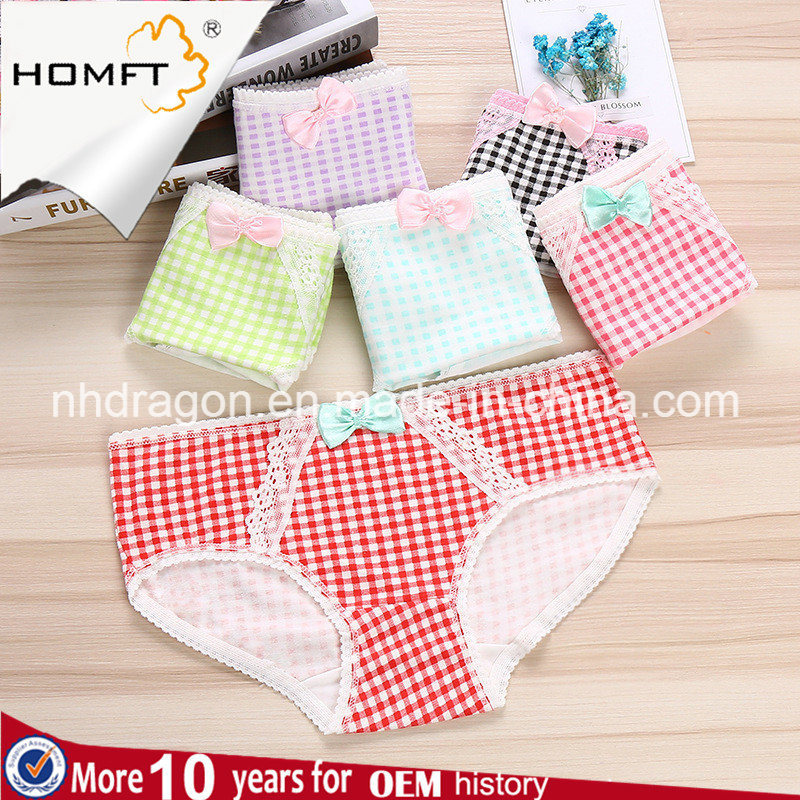 Summer Candy Ventilate Lacework Plaid Young Girls Underwear Ladies Lingerie Panty