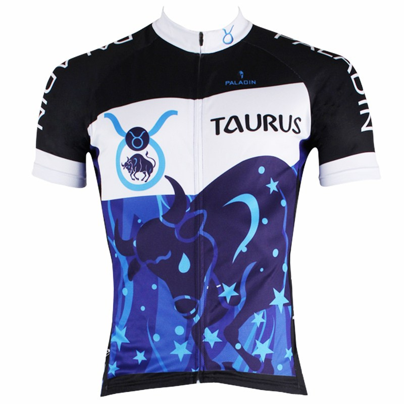 Running Bull Patterned Men's Short Sleeve Breathable Cycling Jerseys