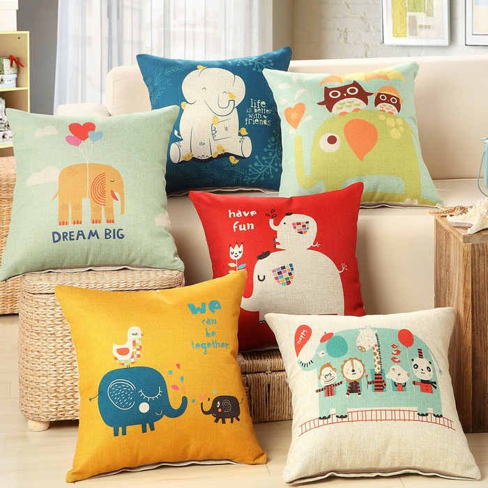 Popular Cotton Linen Printed Cushion Cover Throw Pillow Case Without Stuffing Sqaure 18 Inch 45cm