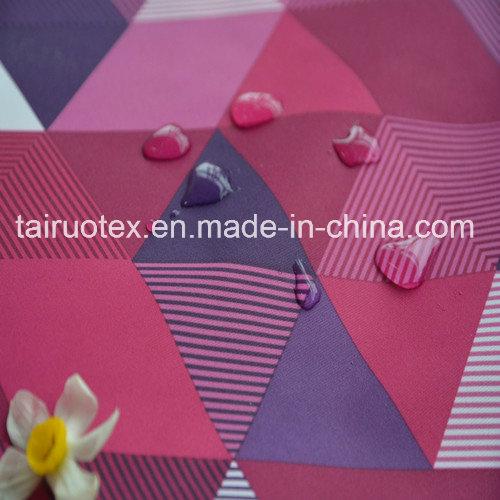 Printed Taslon with Waterproof and White Coated for Garment Fabric