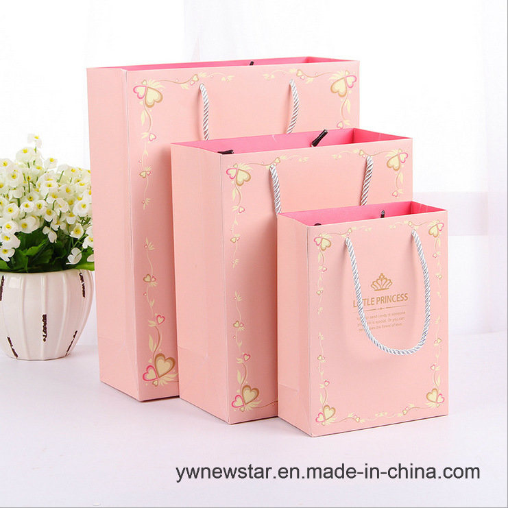 Pink Paper Gift Bag with Exquisite Angel Printing