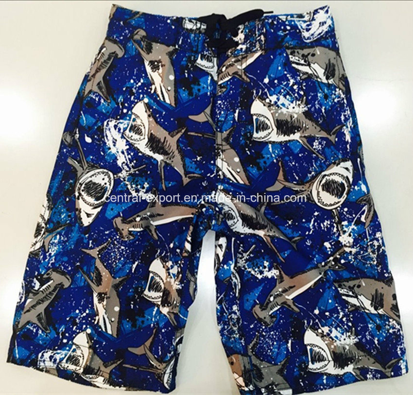 Oeko-Tex Flat Waist Polyester Patterned Men Board Short Swimwear
