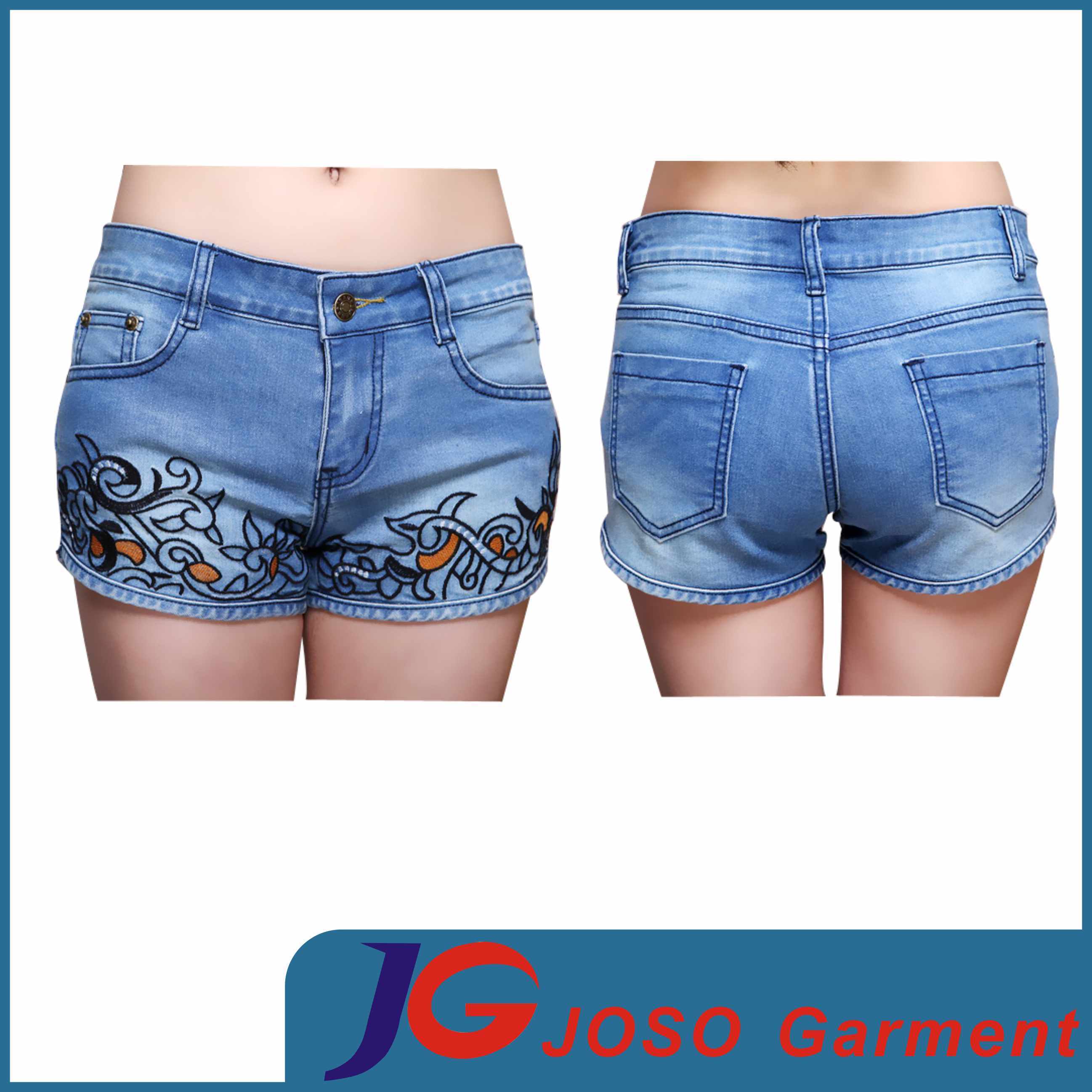 Women Denim Embroidered Shorts (JC6071)