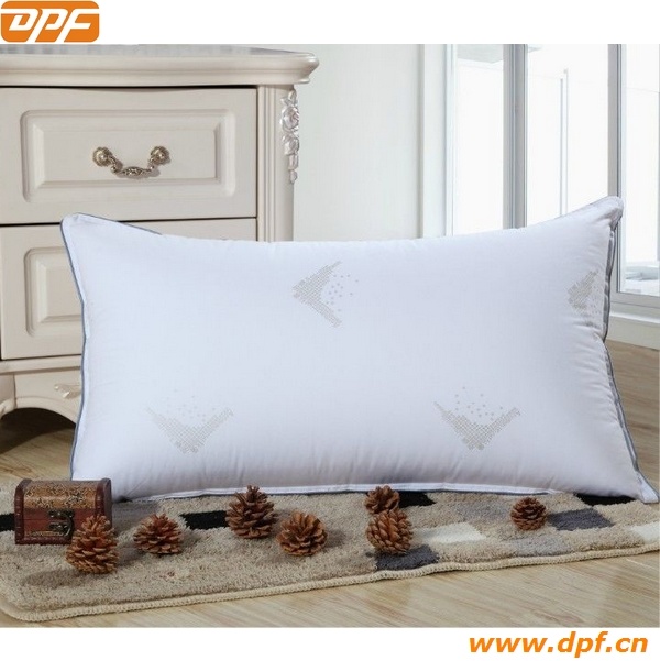 Stripe Cover Black Piping White Goose Down Pillow (DPF10314)